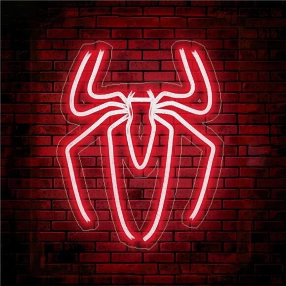 Neon Spider | Spider Neon Sign | Halloween LED Neon Spider  Neon Sign,15 x 11.8 inch Dimmable Cute Spider LED Light, Wall Decor